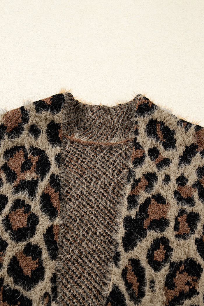 Brown Leopard Open Casual Cardigan - Sweaters & Cardigans/Cardigans