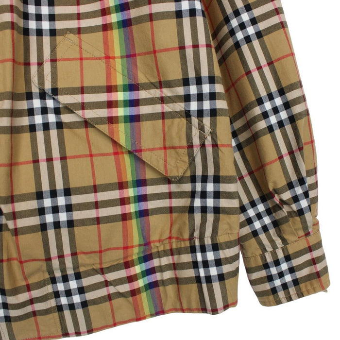 Burberry Tan and Beige Rainbow Nova Check Full Zip Harrington Jacket