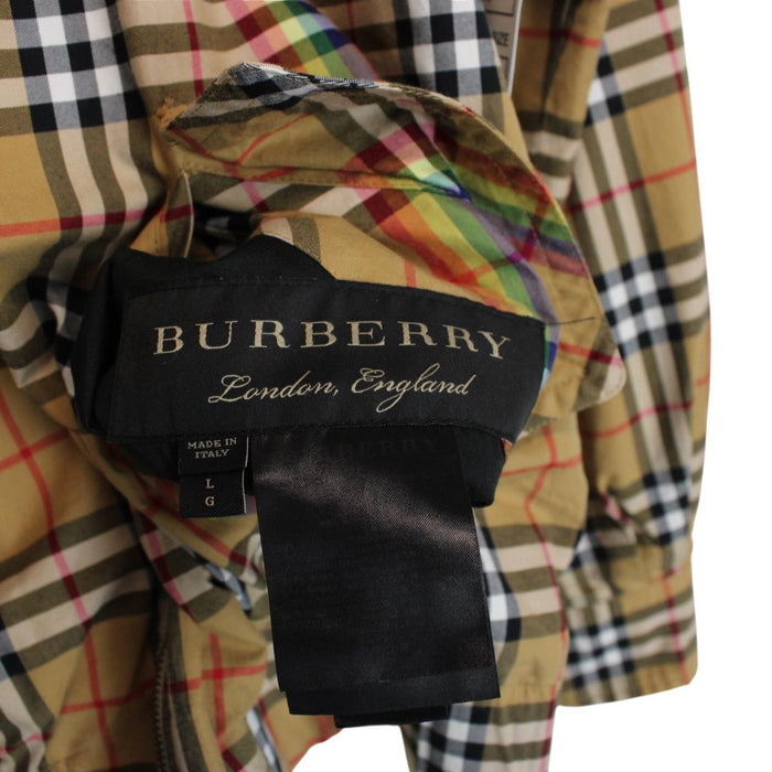Burberry Tan and Beige Rainbow Nova Check Full Zip Harrington Jacket