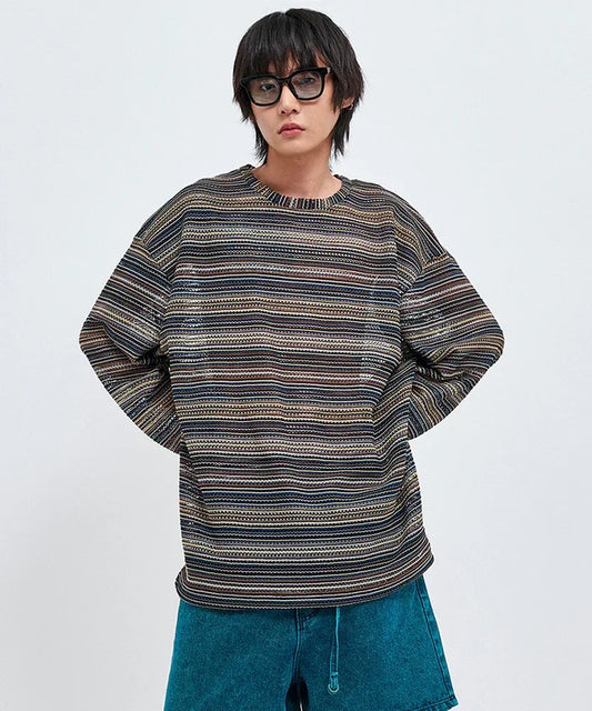 C Wear シースルークラフトニット ブルー 正面ディテール
