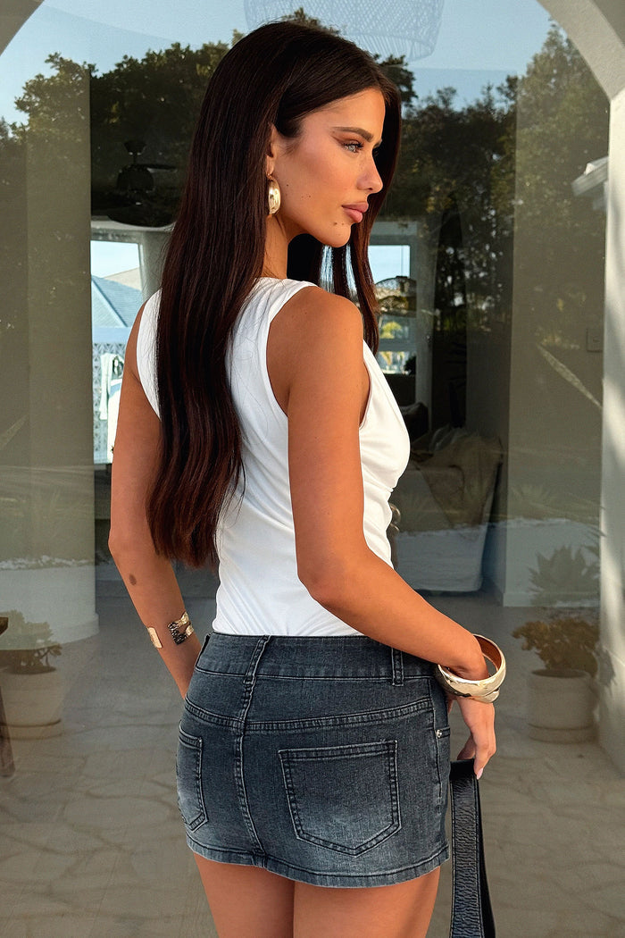 Charlee Denim Mini Skirt - Black