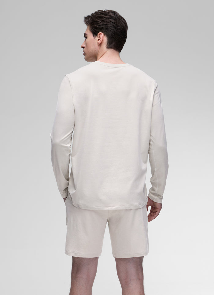 CRZ YOGA Men's Casual Classic Fit Crewneck Sweatshirts Long Sleeves Milky White