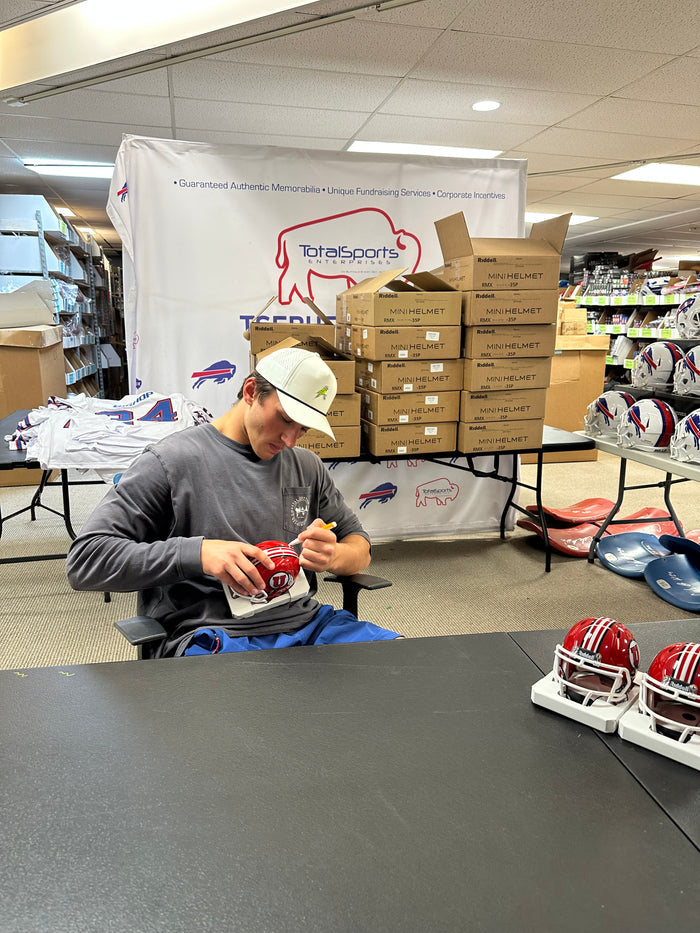 Cole Bishop Signed Red Utah Speed Mini Helmet