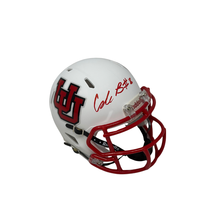 Cole Bishop Signed White Utah Speed Mini Helmet