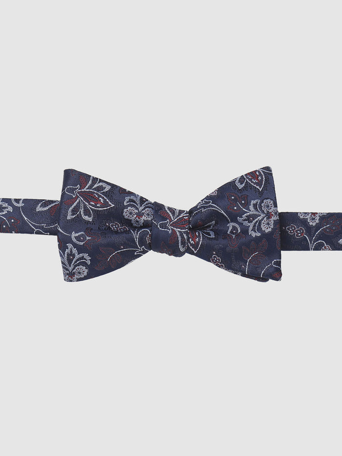 Dark Blue Floral Bow Tie