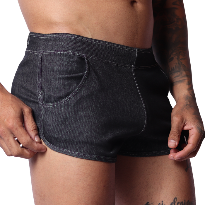 Denim Black Hot Shorts vista frontal de Gigo Underwear