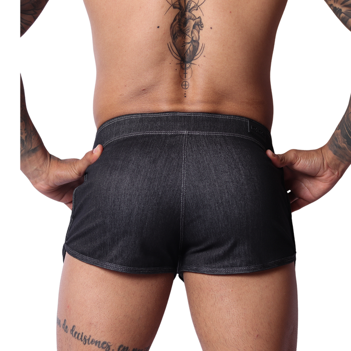 Denim Black Hot Shorts vista posterior de Gigo Underwear