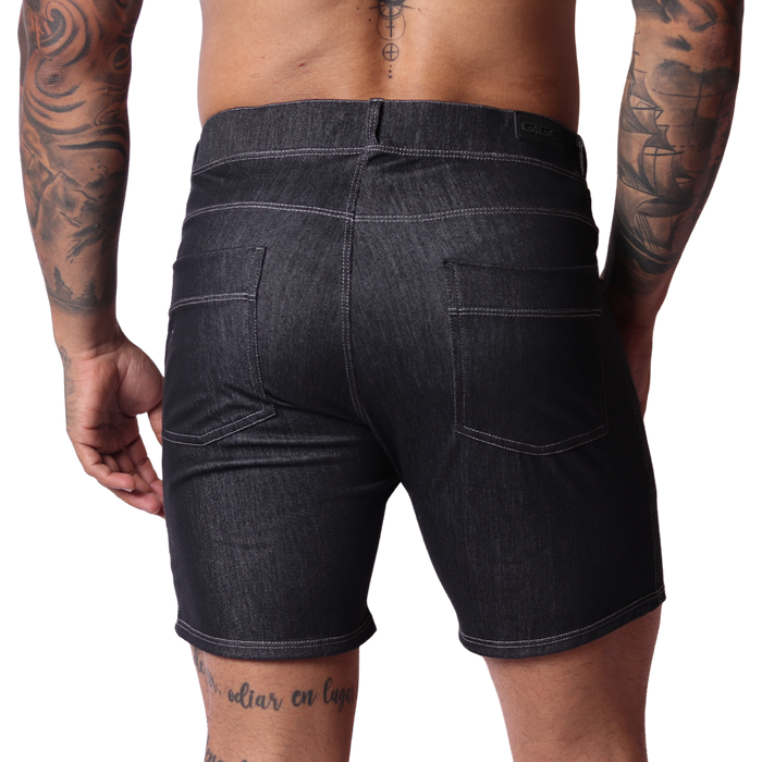 Denim Black Shorts vista posterior de Gigo Underwear