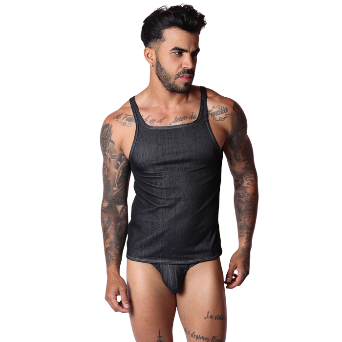 Denim Black Tank en modelo de Gigo Underwear