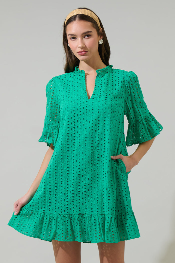 Derry Eyelet Shift Mini Dress