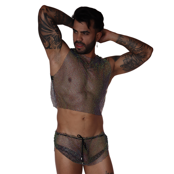 Diamond Black Crop Top en modelo de Gigo Underwear