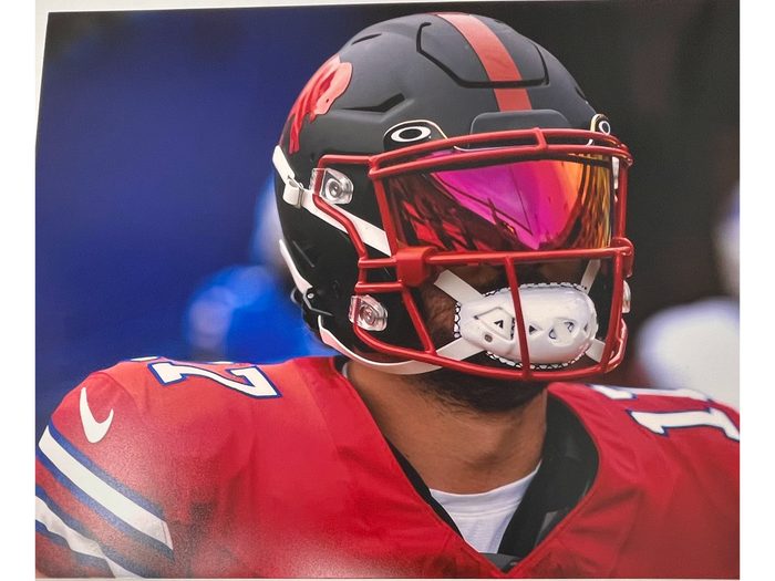 Josh Allen Unsigned in Black Visor Photo
