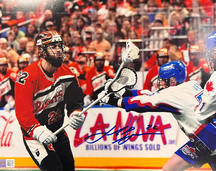 Josh Byrne Signed Shooting Close-up vs Toronto Photo Signed Lacrosse Photo TSE Buffalo
