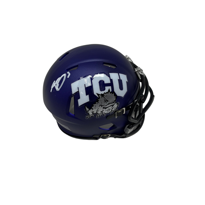 Kaleb Elarms-Orr Signed TCU Purple Speed Mini Helmet
