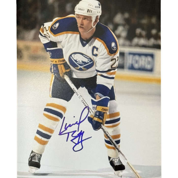 Lindy Ruff Signed Stick Down in Ready Position Photo