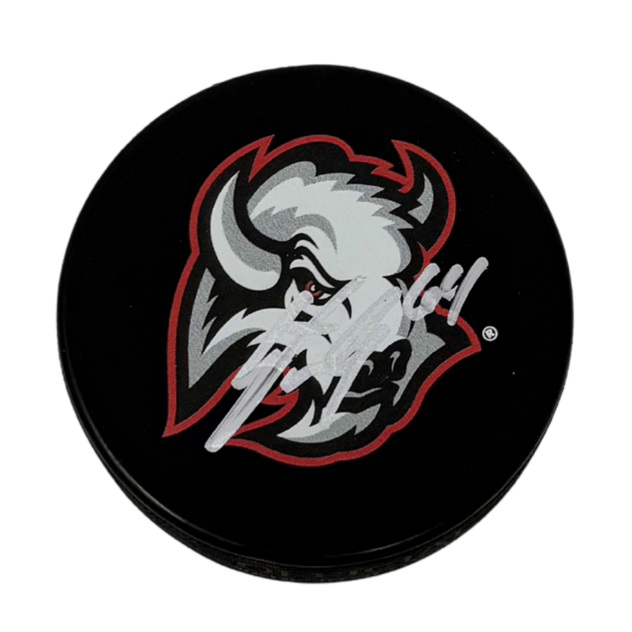 Logan Stanley Signed Buffalo Sabres Large Goathead Logo Hockey Puck