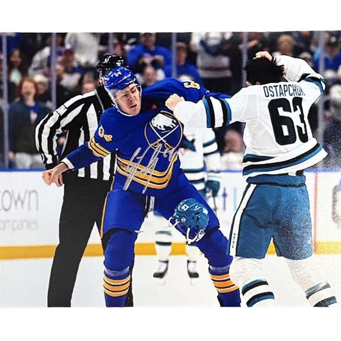 Logan Stanley Signed Fight vs. San Jose Sharks Player Photo