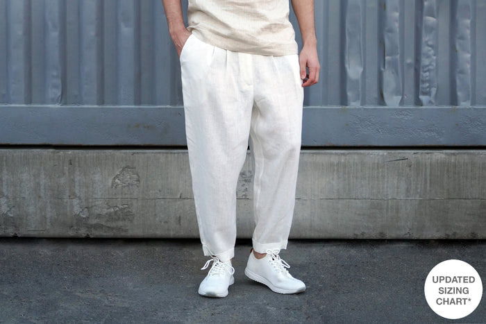 Loose Pleated Pants with Pleats CEDAR in White