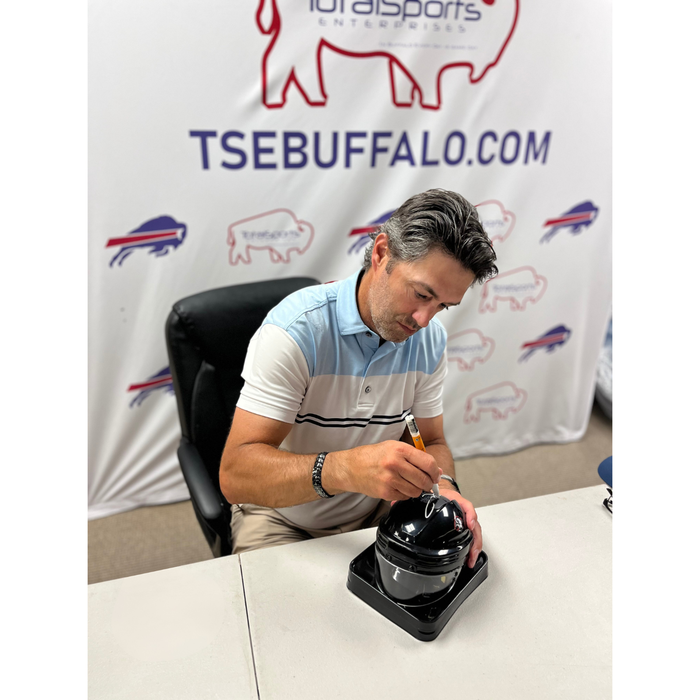Michael Peca Signed Buffalo Sabres Black Goathead Hockey Mini Helmet