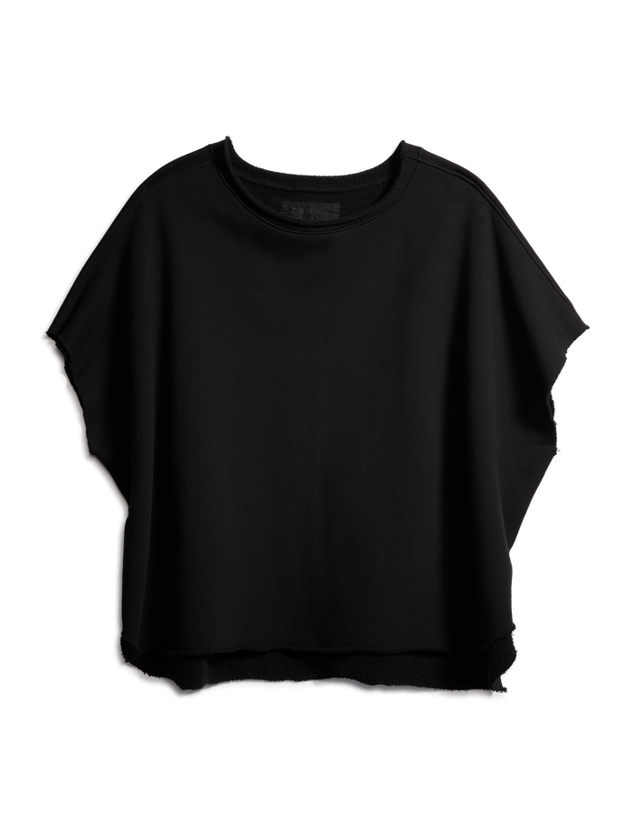 Flat front shot of Black Frank & Eileen Olive Original Capelet in Triple Fleece
