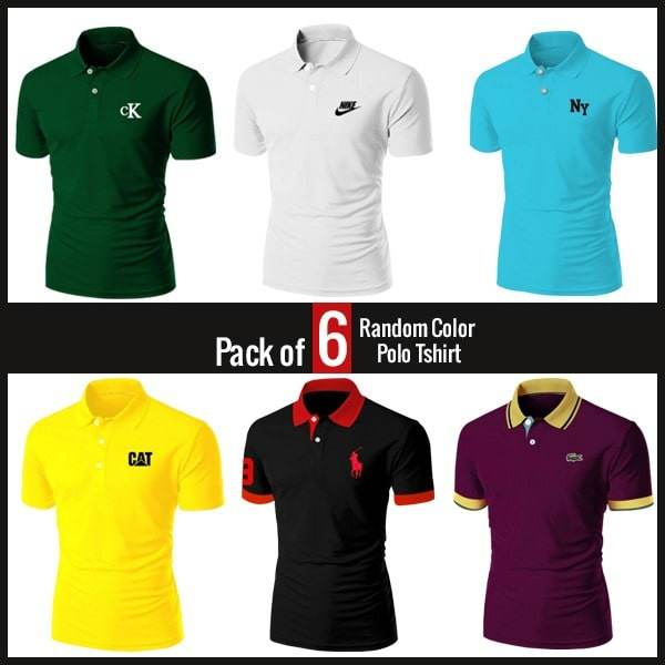 PACK OF 6 RANDOM COLOR POLO T-SHIRTS - Dubai Offers Today