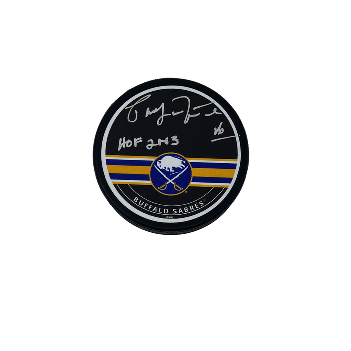 Pat LaFontaine Signed Buffalo Sabres Autograph Hockey Puck with "HOF 2003"