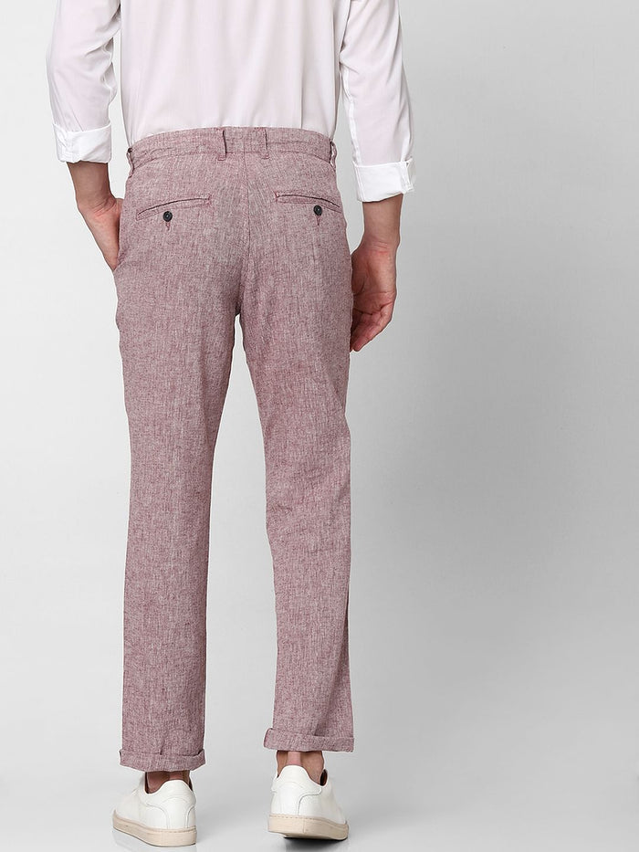Pink Mid Rise Straight Fit Trousers