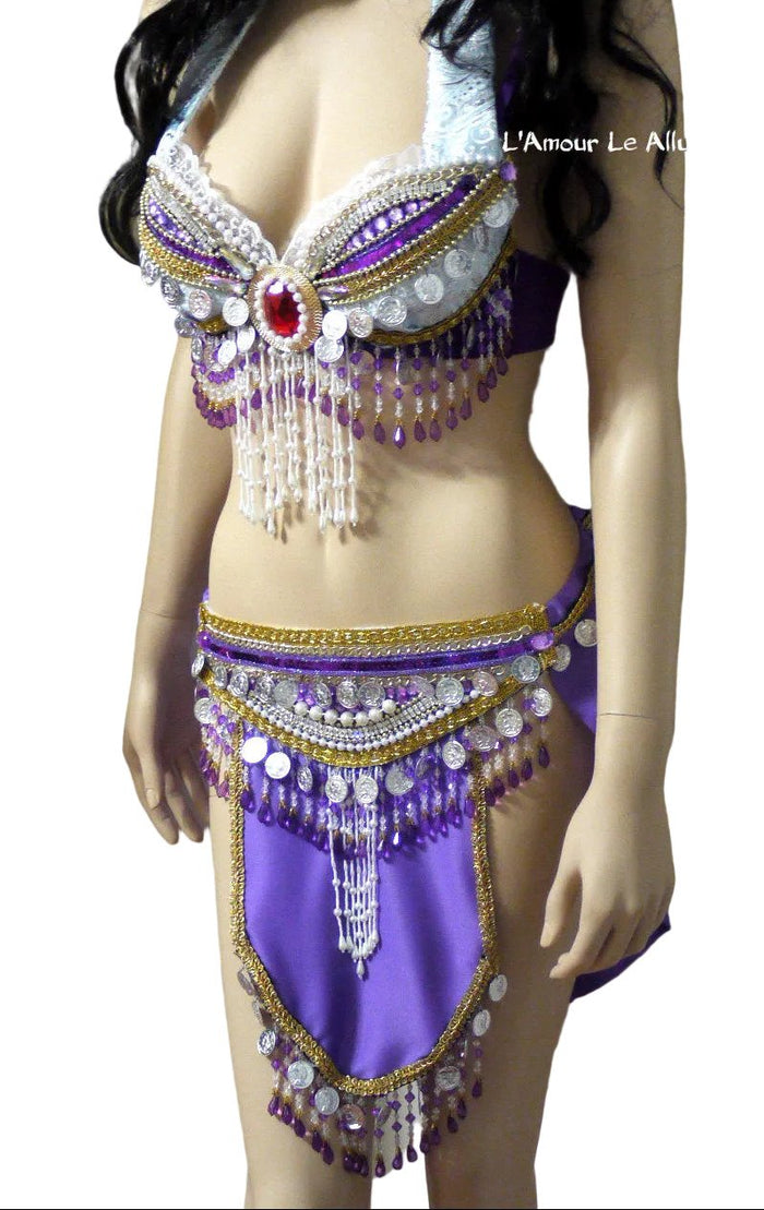 Psychic Sun Cat Inspired Gypsy Bra and Skirt Cosplay Dance Costume Rave Halloween Burlesque Show Girl