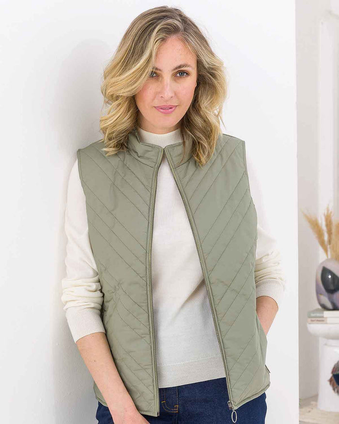 Quilted Padded Gilet - Olive - The Classic Boutique