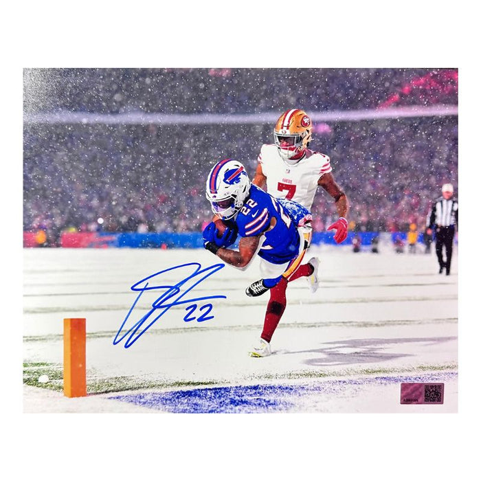 Ray Davis Signed Diving in End Zone vs 49ers Photo