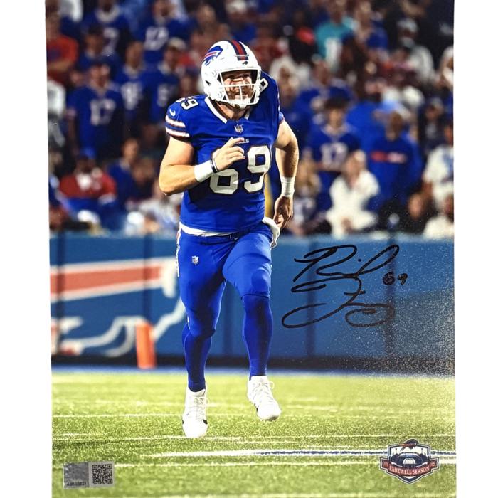 Reid Ferguson Signed Running Downfield Post Long Snap in Blue Jersey Photo