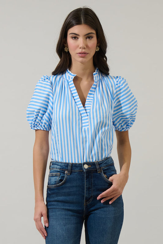 Saida Striped Josy Puff Sleeve Top