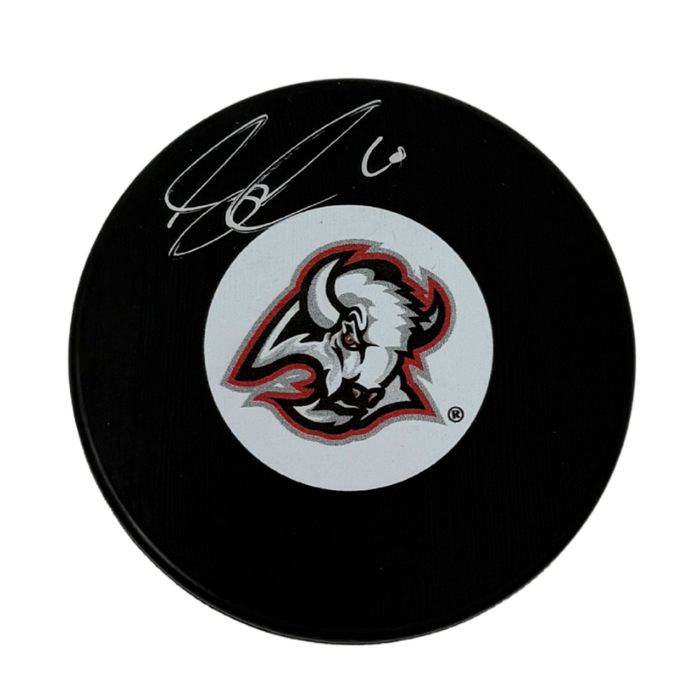 Sam Carrick Signed Buffalo Sabres Small Goathead Logo Hockey Puck