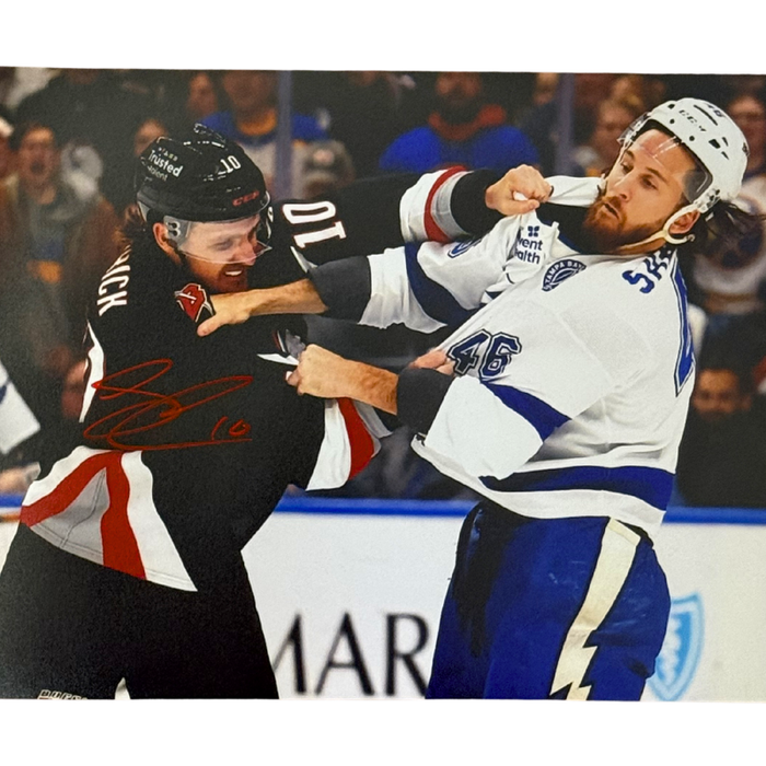 Sam Carrick Signed Fighting vs. Tampa Bay Player Photo