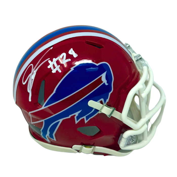 Sam Franklin Jr Signed Buffalo Bills Red Throwback Speed Mini Helmet