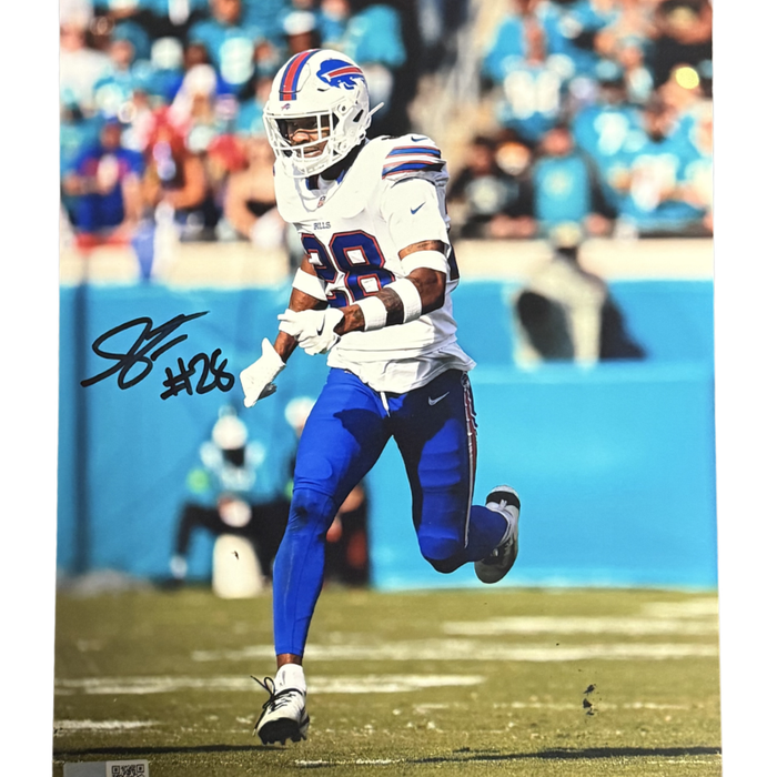 Sam Franklin Jr Signed Running in White 8x10 Photo