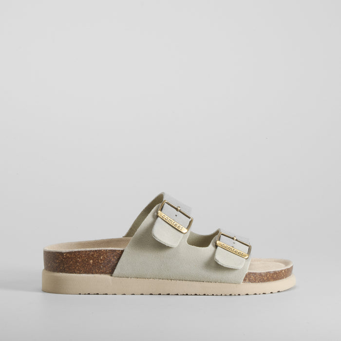 Sandalia bio dos hebillas piel verde COMFEET