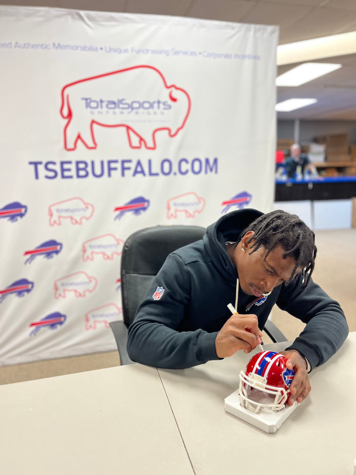 Skyler Bell Signed Buffalo Bills Red Throwback Speed Mini Helmet