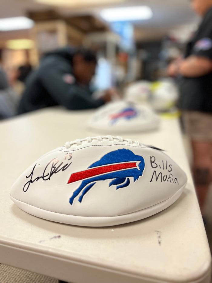 Skyler Bell Signed Buffalo Bills White Logo Football with "Bills Mafia"