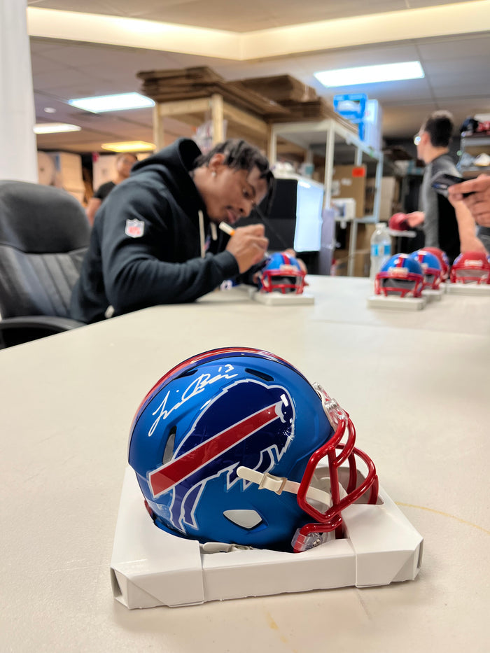 Skyler Bell Signed TSE Exclusive Riddell Inaugural Buffalo Bills Blue Speed Mini Helmet