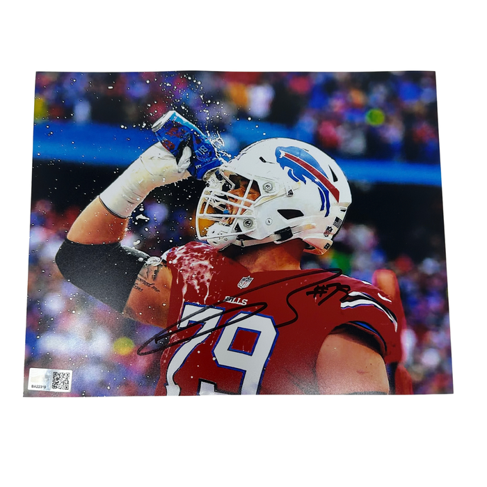 Spencer Brown Signed Beer Chug Touchdown Celebration Horizontal 8x10 Photo