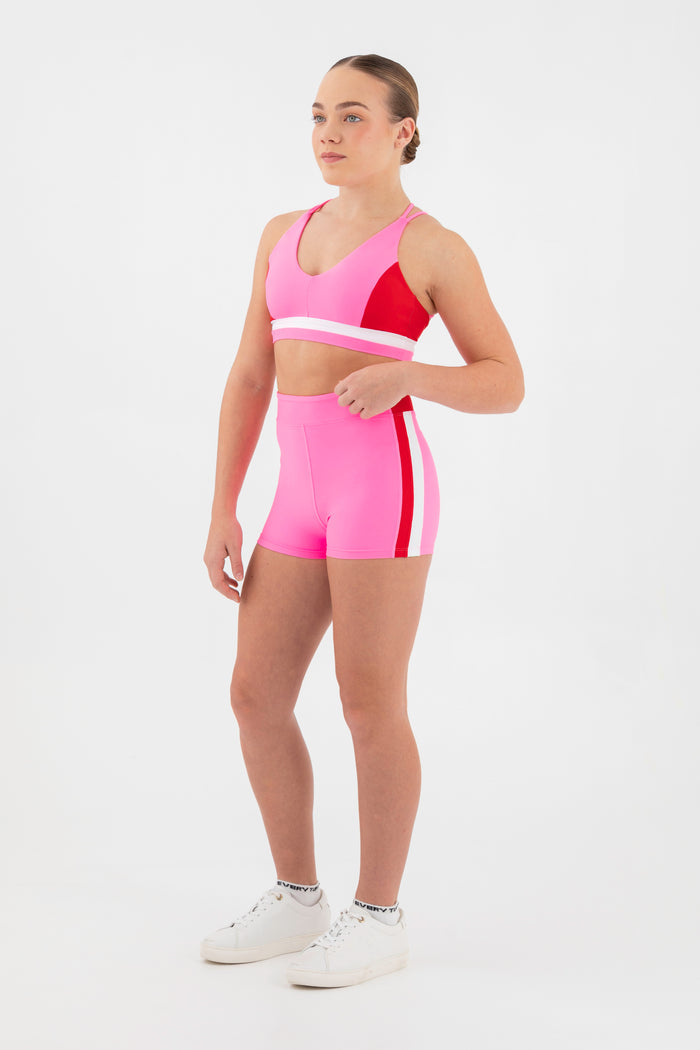 Sports Club Hi-Waist Short in Candy Pink - Side View