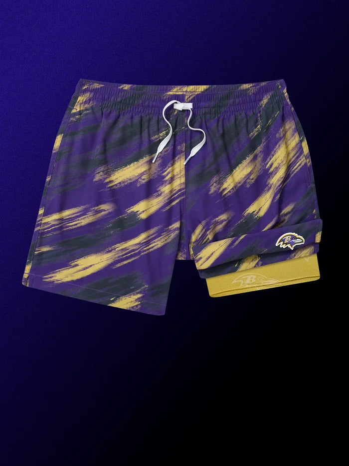 The Color Blitz Ravens 5.5" (Classic Lined Swim Trunk) - Image 1 - Chubbies Shorts