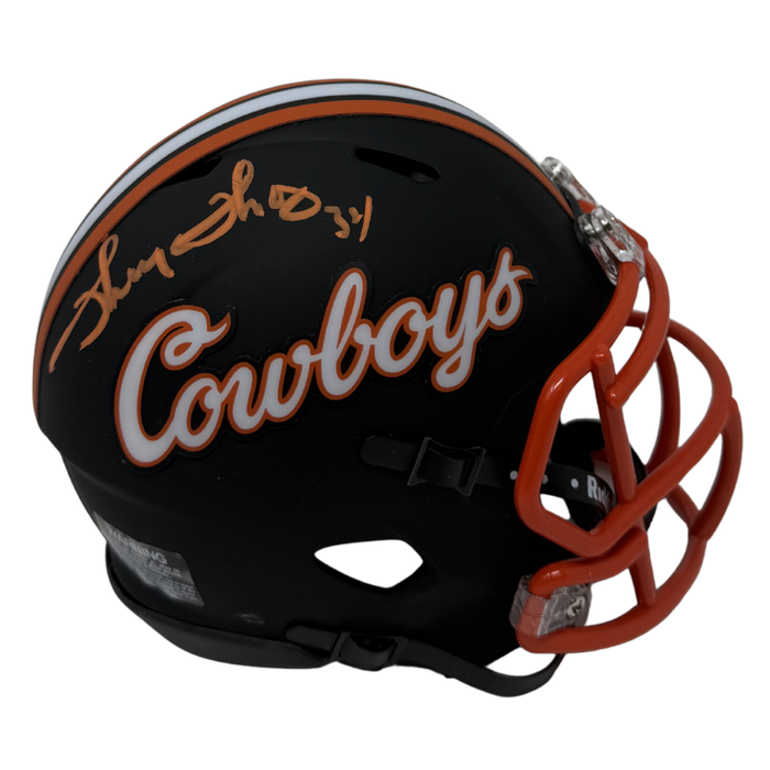 Thurman Thomas Signed Oklahoma State Black Mini Helmet