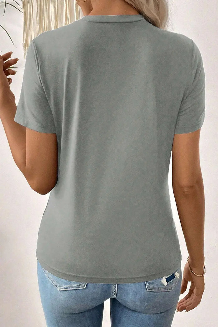 Toothpick Stripe Round Neck T-Shirt - Tops/Tops & Tees