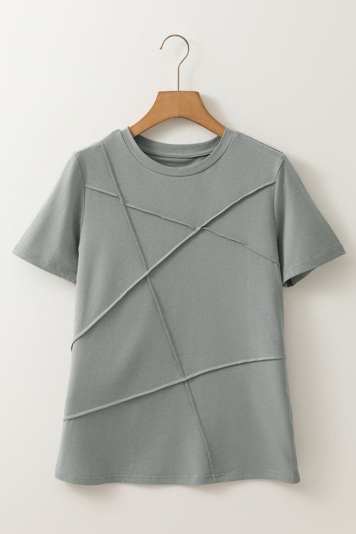Toothpick Stripe Round Neck T-Shirt - Tops/Tops & Tees