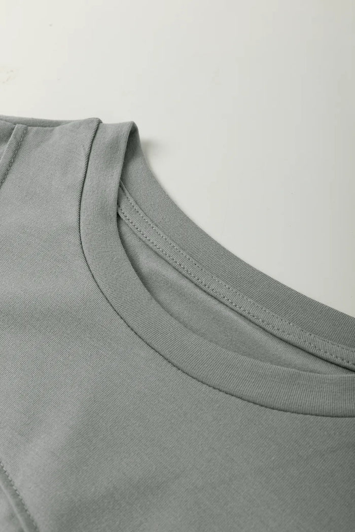 Toothpick Stripe Round Neck T-Shirt - Tops/Tops & Tees