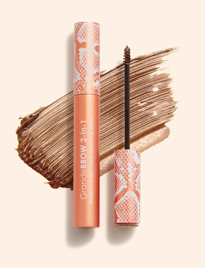 Light | GrandeBROW 2-in-1 Tinted Brow Gel and Brow Enhancing Serum A breakthrough 2-in-1 tinted brow gel with mini fibers & brow enhancing serum that delivers instant color & volume, plus it promotes tinted, thicker looking brows over time.