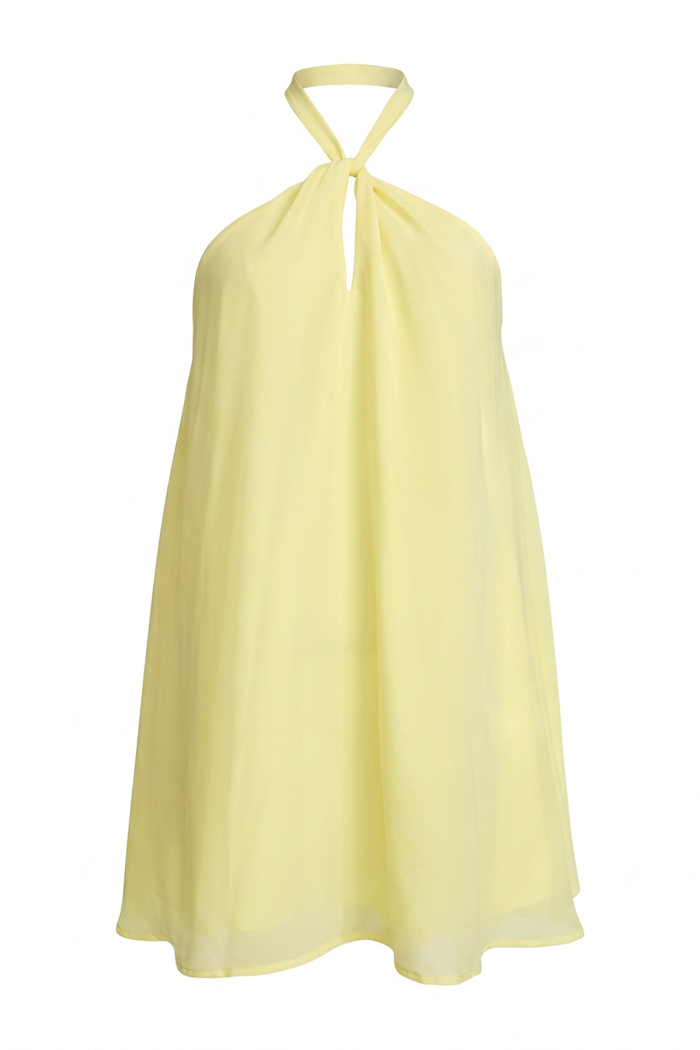 Twist Neck Halter Mini Dress