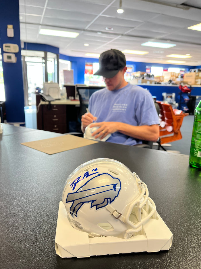 Tyler Bass Signed Buffalo Bills Rivalries Speed Mini Helmet